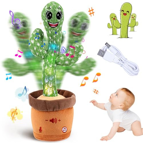Nhcuijun Talking, Singing, Dancing Cactus Toy, 120 Songs, Multi-Button Adjustment, Repeats What You Say, Children's Interactive Entertainment Companion