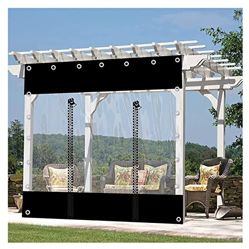 Transparente wasserdichte Outdoor-Planen-Vorhänge, 0,5 mm, transparent, für Gartenpavillon, Terrasse, Veranda, Abdeckung mit Reißverschlusstür, wetterfeste Paneele und Ösen.