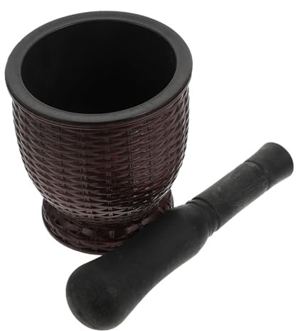 Cabilock 1 Jeu pot d'ail cook ut garlic press kitchen gadgets grinder accesoire cuisine pilon à l'ail bol de broyage d'ail Pesto broyeur de médicaments à l'ail presse-ail en plastique Brown