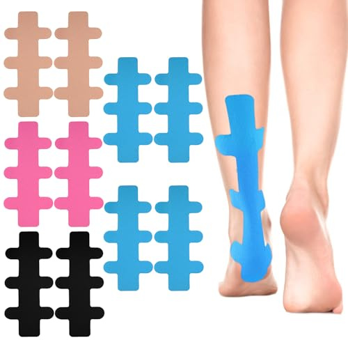Achillessehne Bandage 10 Stück Cure Tape Bandage Achillessehne Wasserfestes Elastisches Physio Tape Wasserdicht und Elastisch Geeignet zur Vorbeugung von Muskelzerrungen (Schwarz)