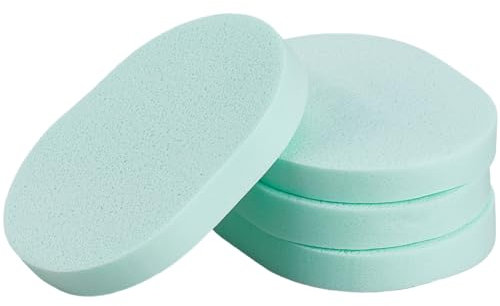 GORGECRAFT 4 éponge Nettoyante pour Le Visage Éponge Démaquillante Réutilisable Éponge Ovale pour Le Lavage du Visage Tampons de Lavage Aigue Marine Houppette à Poudre Humide pour Nettoyage Quotidien