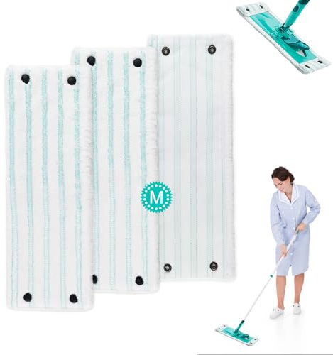 3 Pezzi Ricambi per Leifheit Clean Twist M Micro Duo Mocio Microfibra Kit,33x15cm per Leifheit Combi M Micro Duo Panni per Pulizia, pour Tutti i Pavimenti