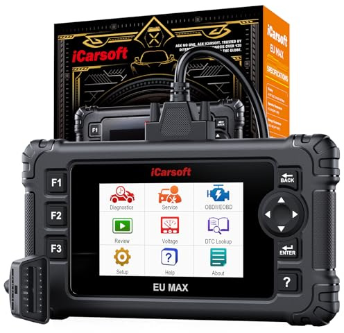 iCarsoft EU MAX Car Diagnostic Tool for European Brands, All System Car Code Reader with 47 Maintenance Services, ECU Coding for B.M.W/V.A.G/Renault, Bidirectional Test, Lifetime Free Update