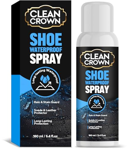 CleanCrown Shoes Protector Spray (5.4 Fl Oz), Suede & Leather Protector Spray, Waterproofing & Stain Guard for Shoes, Boots, Bags & Upholstery, Long-Lasting Water Repellent Spray, No, Suitable for All