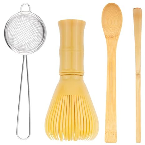 4 Piezas Set Te Matcha Kit Matcha Completo: Batidor Te Matchas & Cuchara de Matchas Japonés & Porta Batidor & Colador de Té, Accesorios Regalos para Principiantes y Entusiastas