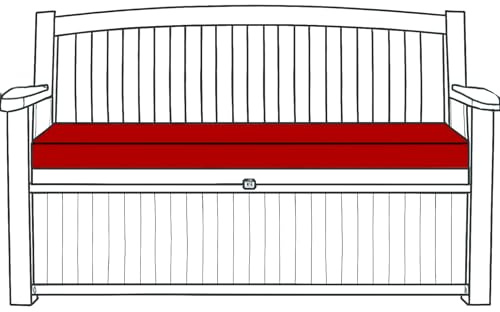 Laam linen Waterproof Garden Bench Cushion 128x50x5cm Extra Thick Outdoor Seat Pads Only fit for Keter, Eden, Storage Benches & Swing Patio Cushion Durable & Easy to Clean Removable Cover (Red)