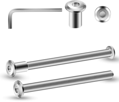 Pack of 10 Connection Screws M6 x 90 mm, Sleeve Screws, Furniture Screws, Furniture Connectors, Cabinet Connectors for Furniture, Cabinets (10 x Furniture Screws, 10 x Sleeve Nuts, 1 x Allen Key)