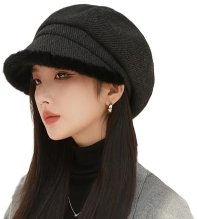 YAMEE Schirmmützen Damen Warme Atmungsaktive,Beret-Hut für Damen Plüsch Mode,Winter-Kappe Windschutz Sonnenschutz,Baskenmütze für Herbst & Winter