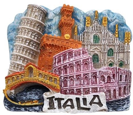 Dekorativer 3D-Kühlschrank-Magnet italienische Städte Rom Florenz Mailand Venedig Pisa Souvenir künstlerisch aus Harz Vintage bunt Geschenkidee Magnettafel Haus Küche Büro