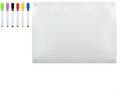 Eawfgtuw Calendario magnético acrílico para nevera, planificador mensual y semanal con pizarra blanca borrable transparente y marcadores de pizarra blanca regrabables (para A3)