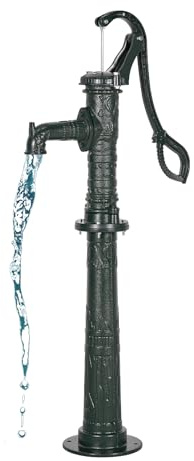 VEVOR Well Hand Pitcher Pump, 20 ft Max Lift, Antique Cast Iron Manual Hand Water Pump with Heightening Base, NPT 1-1/4 in Connection, Easy Installation, for Outdoor Garden, Pond, Yard, Farm, Green
