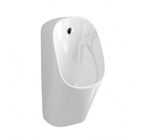 Belvit Urinal mit Sensor, Rückwandanschluss, Keramik, 30 x 59 x 33, 5 cm, berührungslose Spülung, batteriebetriebener Sensor, kratzfeste Oberfläche, Wandmontage, Weiß Glänzend