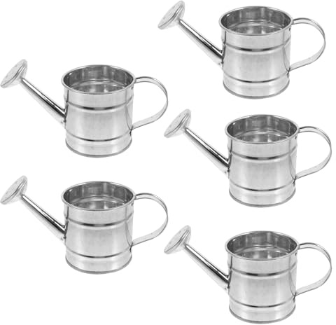 Homoyoyo 5pcs Miniature Galvanised Watering Cans Sturdy Handheld Mini Watering Pots for Micro Garden Decors Photo Props Play Home Decoration Lightweight Gardening Tools