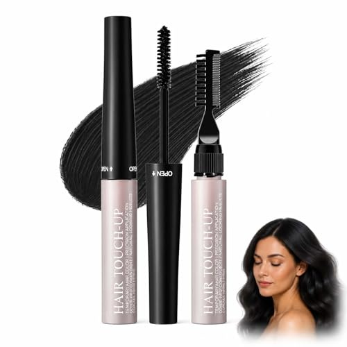 Instant Hair Root Touch-Up Stick Magic Color Black Cover - Quick-Drying Semi Permanent Beard Dye Dark Roots Retouch Temporary Hair Mascara Spray Powder Men Non-Sticky Formula Long-Lasting (Black)