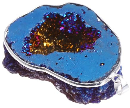 VILLCASE Natürlicher Achat Stein Anhänger aus Kristallgeode Unregelmäßiger Edelstein Charme für Schmuckherstellung und Selbstgemacht Zubehör