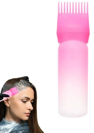 Bouteille Applicatrice De Peigne À Racines - 6 Onces Réutilisable, Pinceau Applicateur D'huile Capillaire Avec Échelle Graduée, Brosse À Peigne À Huile, Outil De Coloration Des Racines | Peignes Pour