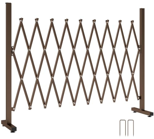 Outsunny Expanding Trellis Fence, 250 x 103.5 cm, Dark Brown | Aluminium Alloy, Freestanding Movable & Foldable Garden Screen Panel, Pet Safety Fence, Patio Lawn Decoration