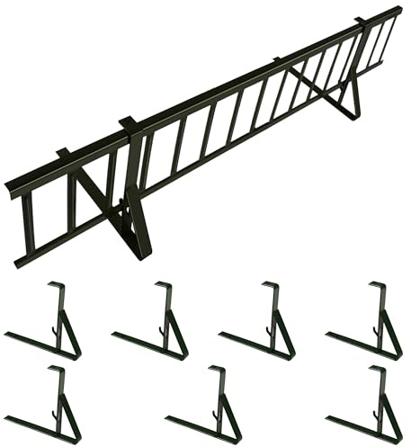 Schneefanggitter-Set 3m für Flache Dacheindeckungen, 7 Halter, 15cm RAL6020 | Dunkel Grün – Komplettset für Trapezblech, Dachpappe, Bitumenschindeln, Flachblech – Setlänge: 3,0 m – Gitterhöhe: 15 cm