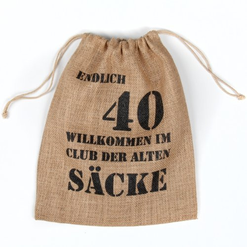 Cera & Toys® ALTER SACK mit Jahreszahl 40 als Geschenkverpackung 100% biologisch abbaubar, umweltfreundlich