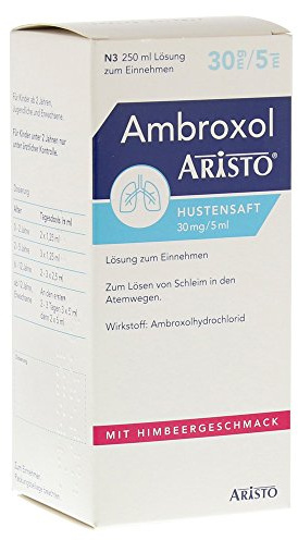 Ambroxol Aristo Hustensaft 250 ml 30 mg/5 ml – Schleimlöser bei Husten mit zähem Schleim – Alkoholfreier Sirup mit Himbeergeschmack – Für Kinder ab 2 Jahren & Erwachsene
