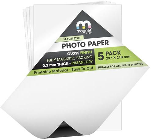 TMS Magnetic Photo Paper | A4 Size with Glossy Finish for Home and Office Printers (5, Gloss)