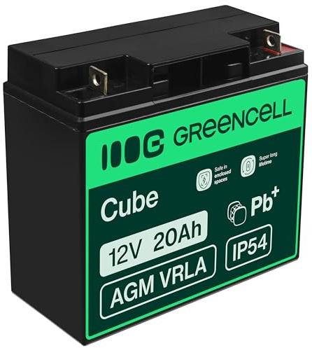 Green Cell AGM 12V 20Ah VRLA Bleiakku für Kassen, Waagen, Kinderspielzeug | Für Rasenmäher, Alarm und Brandschutzsysteme, Überwachungskameras und Telekommunikationssysteme, Zyklenfest, Wartungsfrei