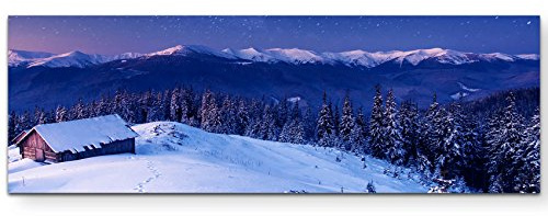 Leinwandbilder | Bilder Leinwand 120x40cm Winterlandschaft bei Nacht