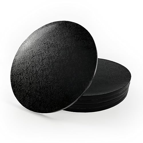 Miss Bakery's House® Cake Drum - 12 mm - Ø 30 cm - schwarz - 5 Stück - Kuchenplatte dick - stabil - foliert beschichtet - Kuchen sicher transportieren - Stapel Lagen