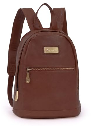 Catwalk Collection Handbags - Damen Leder Rucksackhandtasche - Anti Diebstahl Rucksack Groß - Backpack - Passend für Notizbuch A4 - Fern - Braun