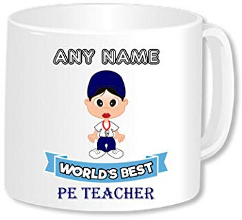 PE Teacher Gifts For Women - Personalised Teacher Mug Jumbo 20oz Coffee Tea Cup - Novelty Present For Her. Great For Christmas Birthday Thank You End Of Year Retirement