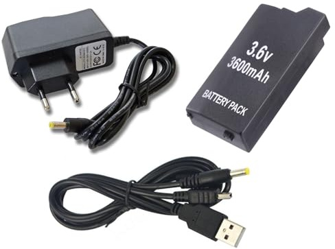 Link-e: Pack de accesorios compatible con la consola Sony PSP 2000/3000 (batería, cargador, cable USB)