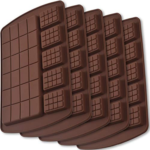 ionEgg Break Apart Silicone Chocolate Bar Moulds, Homemade Protein and Energy Bar Moulds, 5 Packs