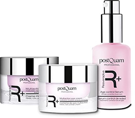 Postquam - Resveraplus | Pack Crema Antiarrugas Mujer: Crema de Día 50 ml + Sérum 30 ml + Contorno de Ojos 15ml - Cuidado Antiedad