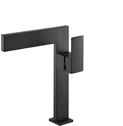 Wasserfall Wasserhahn Bad Waschtischarmaturen, Moderner Stil Messing Einhandmischer Waschtischarmatur Hoch, Schwarz
