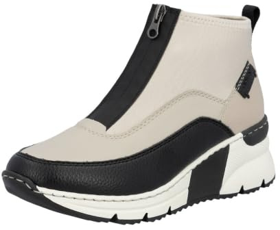 Rieker Ladies Casual Sporty Ankle Boots N6352-60 - Beige Combination Textile - UK Size 5 - EU Size 38 - US Size 7