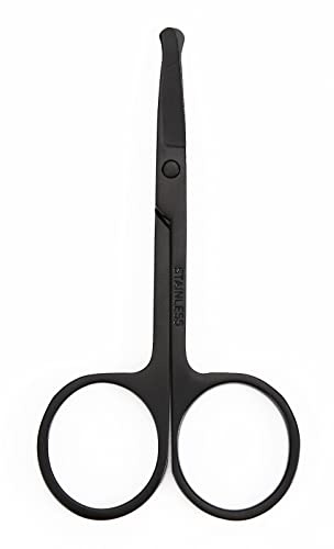 EWANTO - 10 forbici per peli di animali e gatti, con punta tonda di sicurezza, per la cura di viso e zampe, colore nero, in acciaio inox, per la cura del pelo del cane, per la cura del pelo