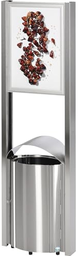 VAR | Abfallsammler mit Werbefläche | Volumen 50 l | HxBxT 1800 x 580 x 350 mm | Edelstahl