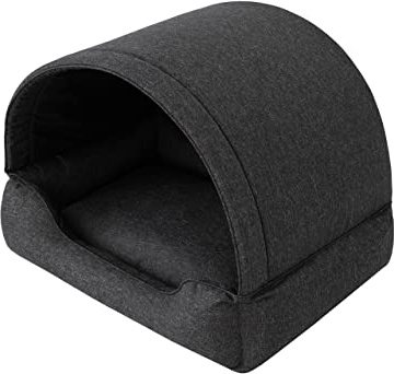 Hundehöhle Hundebett Katzenbett Hundehütte Haustierbett Hundehaus Hundeliegen Hundesofa Korb Sofa Hundekissen Schlafplatz, Schwarz, 60x47 cm