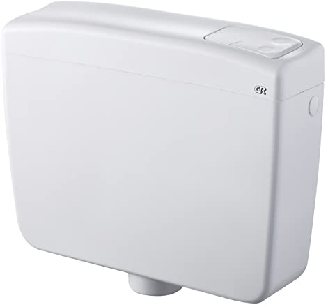 Cr CASSETTA DELTA 2 WC ESTERNA LT3/9 COMPLETA SCARICO DOPPIO CON RUBINETTO, Bianco