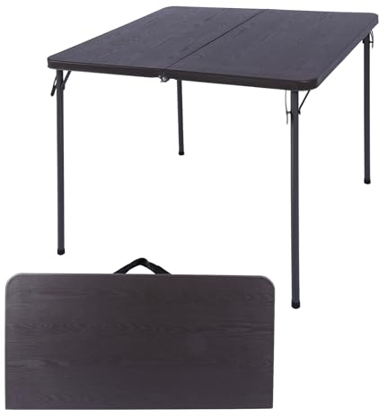 REDCAMP Klappbarer Buffettisch Quadratisch 87cm,leichte tragbare Falte in halber Quadratischer Campingtisch Gartentisch mit Tragegriff für bis zu 4 Personen Indoor Spiel Brücke Dining, Braun