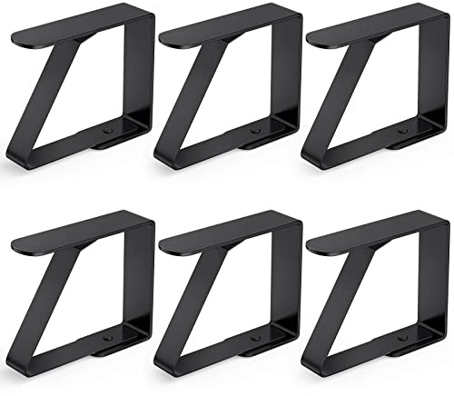 ERBO 6 Stück Tischdeckenklammern Set, Tischtuchklammern Tischdeckenhalter Edelstahl, Tischklammern für Dicke Tische, Gartentisch, Restaurant, Familie Esstisch - Schwarz, 5 x 4 cm