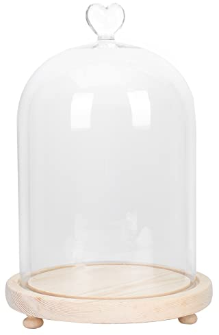 minkissy Glass Display Dome Romantic Lover Hand Model Decor Glowing Jar Display with Wooden Base For Valentines Day