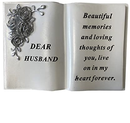 David Fischhoff Grabschmuck Gedenkbuch mit 3D-Silberrosen – Dear Husband