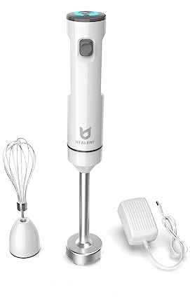 Cordless Hand Blender, UTALENT Variable Speed Immersion Blender handheld Rechargeable, with USB-C Charging Cable, Egg Whisk, for Smoothies, Milkshakes, Hummus and Soups – White