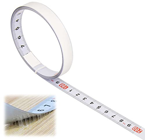 Self Adhesive Measure Tape, 2 m Metal Measuring Tape with Adhesive Backing Sticky, Tape Sticky Measure Tape Scale Workbench Ruler Metric Self-Adhesive Tape Measure Ruler, 13 mm Wide, Left to Right