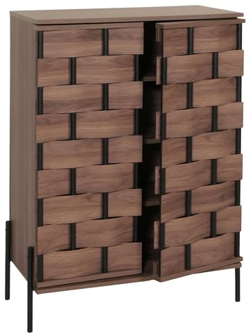 Mendler Kommode HWC-M44, Schrank Sideboard Anrichte, 3D-Flecht-Design Push-to-Open Türen 109x75x40cm, braun