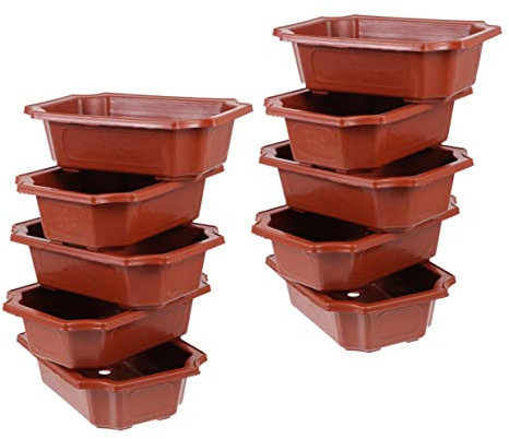 INOOMP 10St Blumentopf Quadratische Bonsai-Übungstöpfe aus Kunststoff Baumschul-Setzling-Pflanzer zimmerpflanzen Blumentöpfe Bürozubehör Gemüse Büro-Bonsaischale rechteckige Bonsaischale