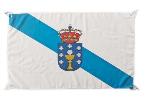 Bandera Galicia Grande 150x90cm, Bandera Galicia para Balcon con 4 Ojales y 4 Bridas, Banderas de Galicia Grandes para Eventos Deportivos