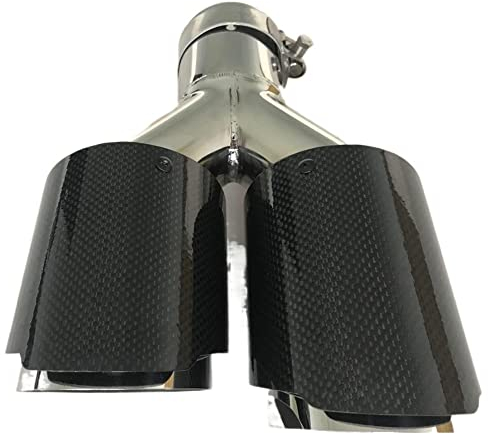 Auspuffblende 1 STÜCK Linke Seite Auto Modell Dual Kohlefaser Edelstahl Universal Auto Auspuff Endschalldämpfer Rohr Auspuff Endrohr(60-101mm)