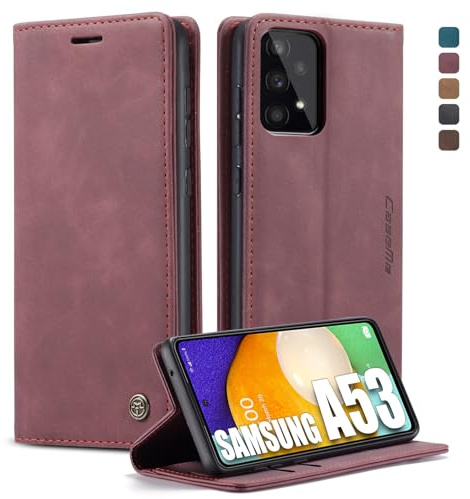 Lxisxcna Handyhülle für Samsung Galaxy A53 5G Hülle Klappbar Premium PU Lederhülle Klapphülle Kartenfach Standfunktion Schutzhülle für Samsung A53 5G Flip Case Wallet Tasche Cover (Weinrot)
